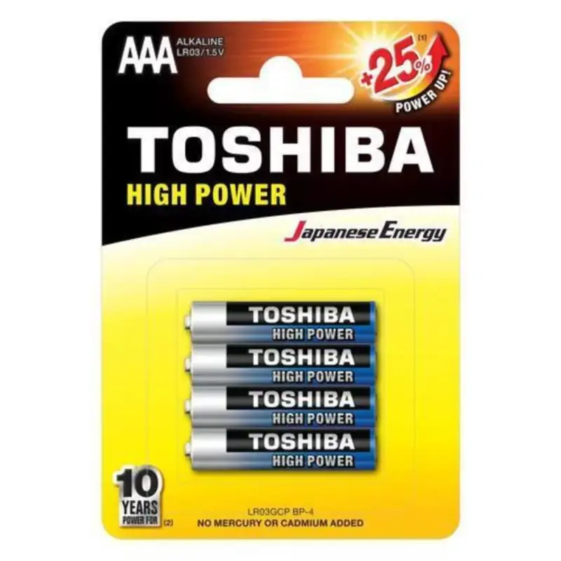 Legnépszerűbb Ceruzaelem AAA (LR03) , 1.5 Volt , 4 darab , tartós , elem , High Power , TOSHIBA