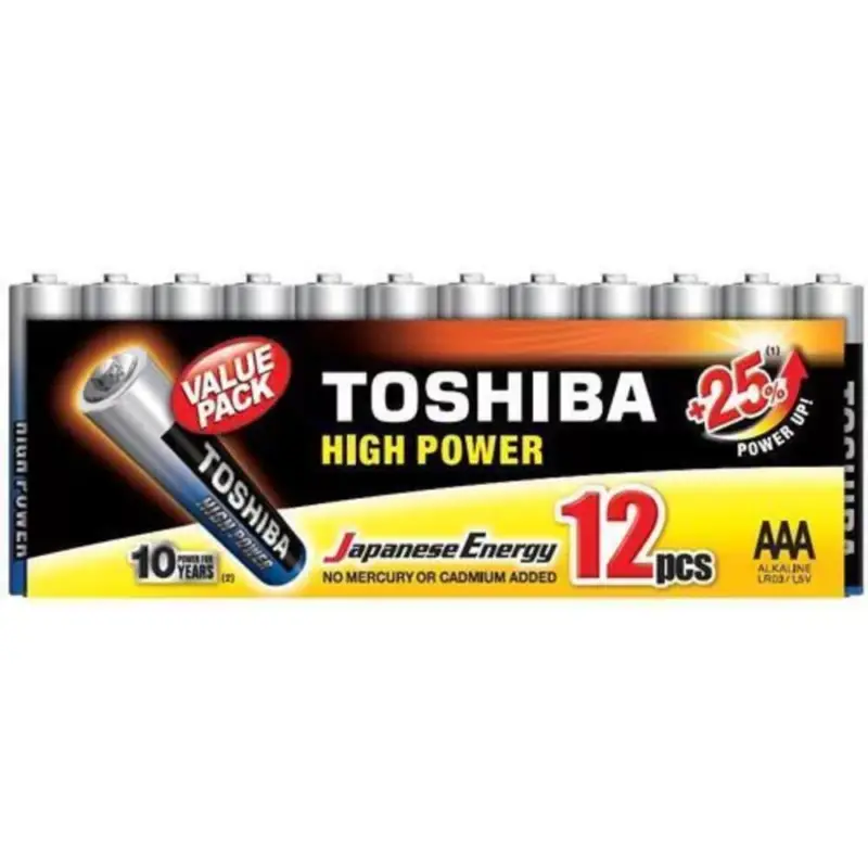 Ceruzaelem AAA (LR03) , 1.5 Volt , 12 darab , tartós , elem , High Power , TOSHIBA Legkelendőbb