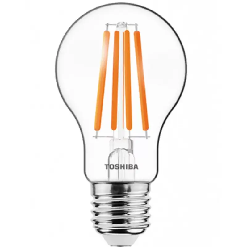 LED lámpa , égő , izzószálás hatás , filament , E27 foglalat , 10.5 Watt , meleg fehér , TOSHIBA , 5 év garancia Vásárlói kedvenc