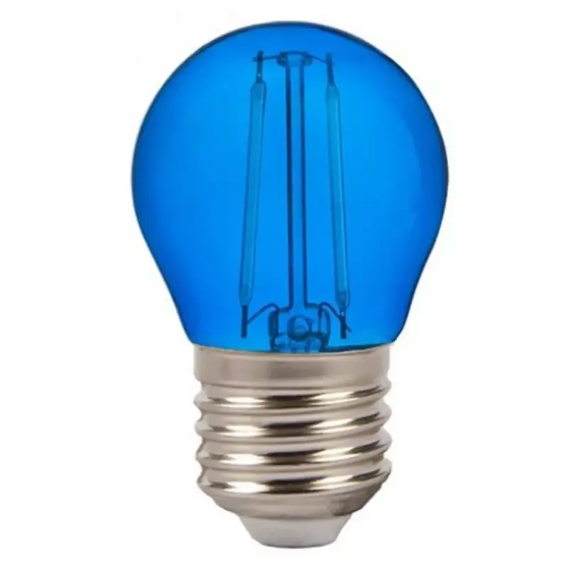 LED lámpa , égő , izzószálas hatás , filament , kisgömb , E27 foglalat , G45 , 2 Watt , kék Gyors kiszállítás