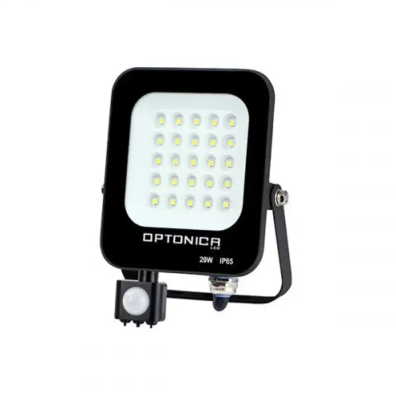 LED reflektor , 20 Watt , Ultra Slim , SMD , mozgásérzékelős , természetes fehér , fekete ház , IP65 , Optonica Szezonális akció