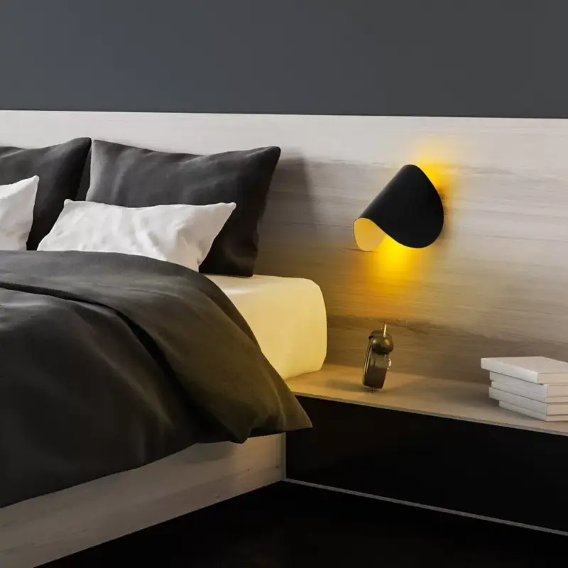 Szuper akció Stílusos fekete falilámpa, fém ház, 17 x 12 x 13 cm | IP20 besorolású, LED 1W 3000K | Tökéletes modern lakberendezéshez, elegáns világítási megoldás nappaliba, hálószobába és irodahelyiségekbe