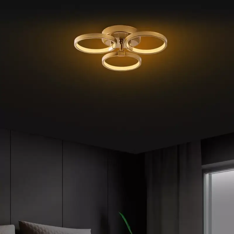 Elegáns arany csillár, fém test, 37 x 32 x 9 cm | SMD LED 18W 3000K | Stílusos világítótest a modern lakberendezéshez | Tartós fém alaplap, IP20 besorolású | Tökéletes nappaliba és étkezőbe Expressz kézbesítés