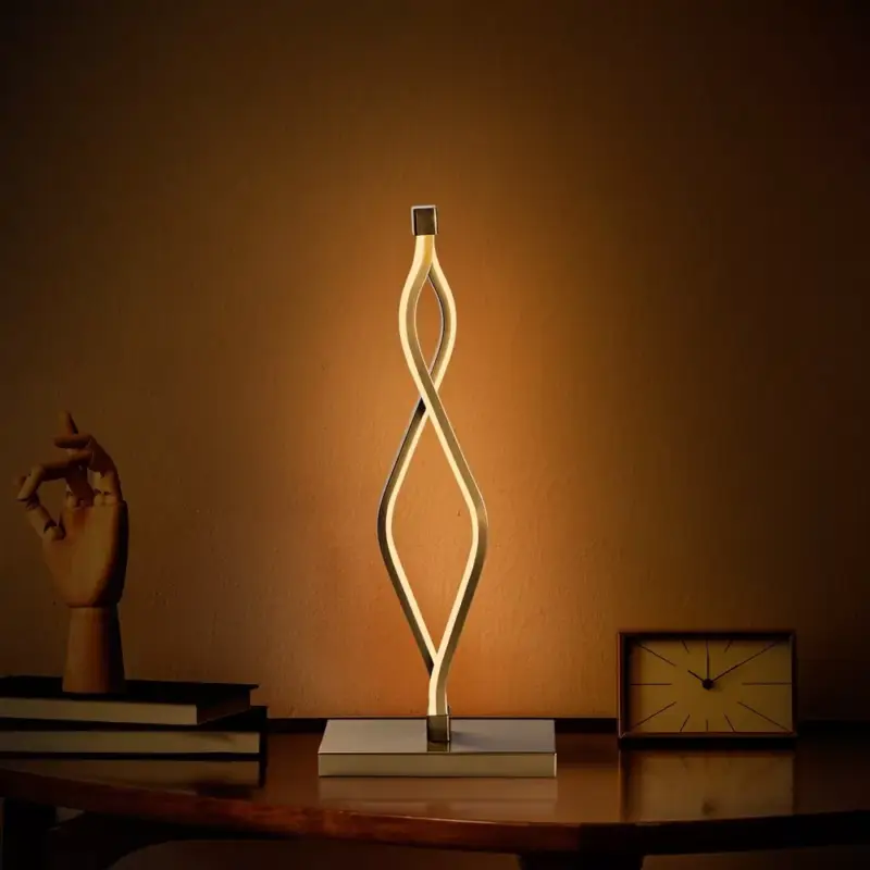 Elegáns arany asztali lámpa, fém ház, 20 x 48 x 12 cm | 80 CRI, LED 12W 3000K, IP20 | Stílusos világítás otthoni és irodai használatra, be-/kikapcsoló, 200 cm-es kábel, tökéletes a modern dekorációhoz Kiárusítás