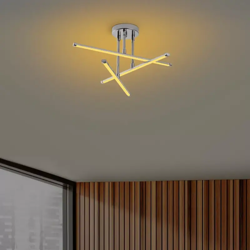 Elegáns krómcsillár, fém test, 51 x 26 x 51 cm | SMD LED 18W 3000K | Stílusos világítótest a modern lakberendezéshez, IP20 besorolású, tökéletes nappaliba és étkezőbe Újdonság
