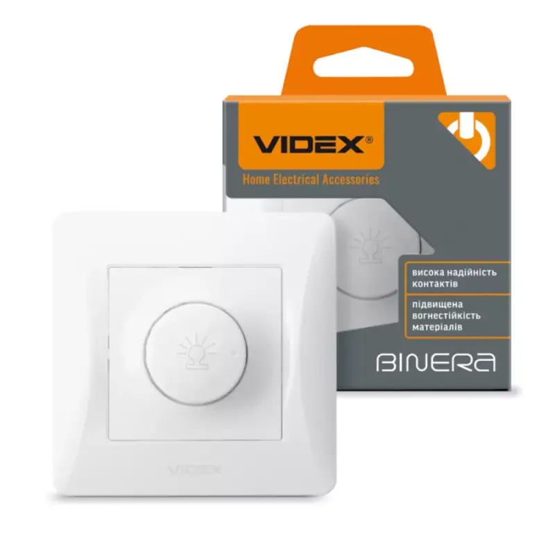 Fali kapcsoló , dimmer , sülyesztett , 230V AC , 15-600 Watt , fehér , VIDEX , BINERA Prémium