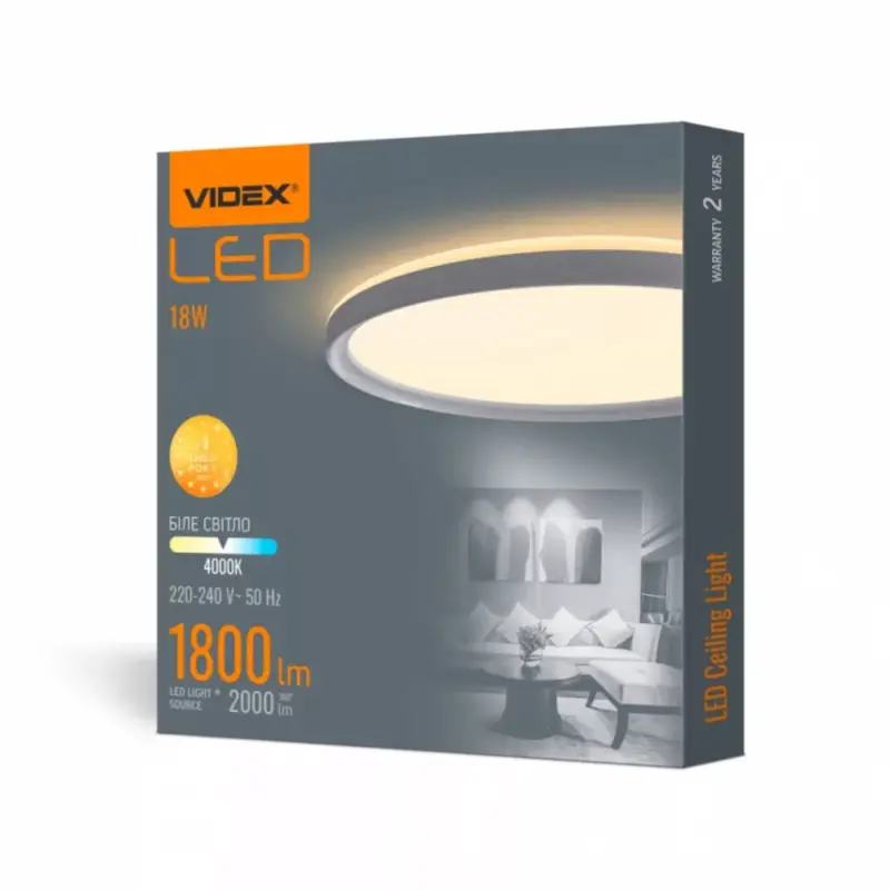 Akciós ár LED lámpatest , mennyezeti , 18W , 29 cm , természetes fehér , fehér , kerek , VIDEX