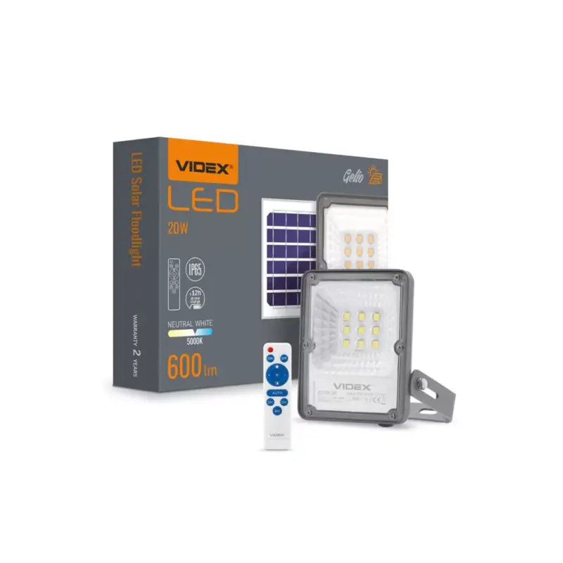 Nézd meg most Videx Gelio 20 W-os natúr fehér napelemes reflektor