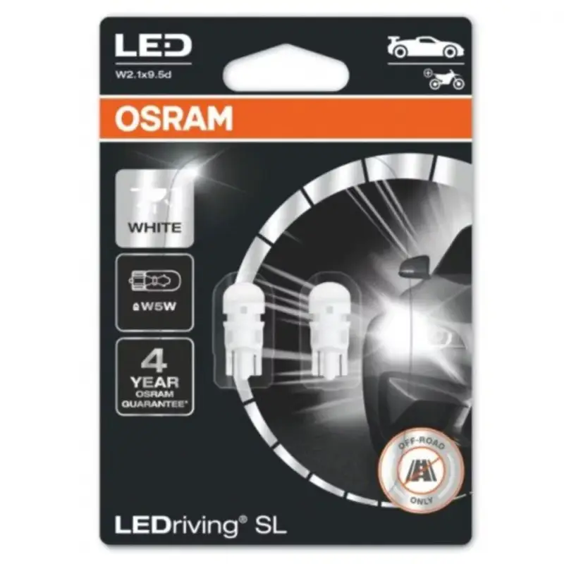 Szuper akció LED lámpa , égő , autó izzó , helyzetjelző , 2 db-os csomag , W5W , 1.12 Watt , hideg fehér , Plug&Play , OSRAM LEDriving , HL Easy