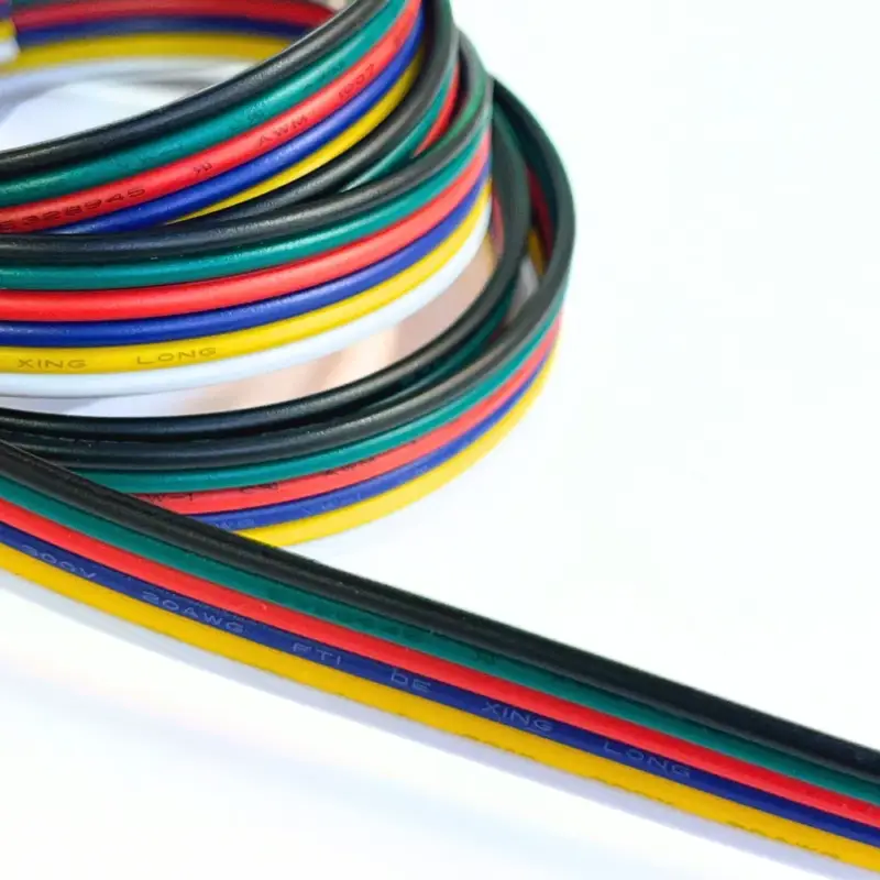 Legnépszerűbb Színes vezeték , RGB-CCT LED szalaghoz , 6 eres (fekete/fehér/kék/piros/zöld/sárga)