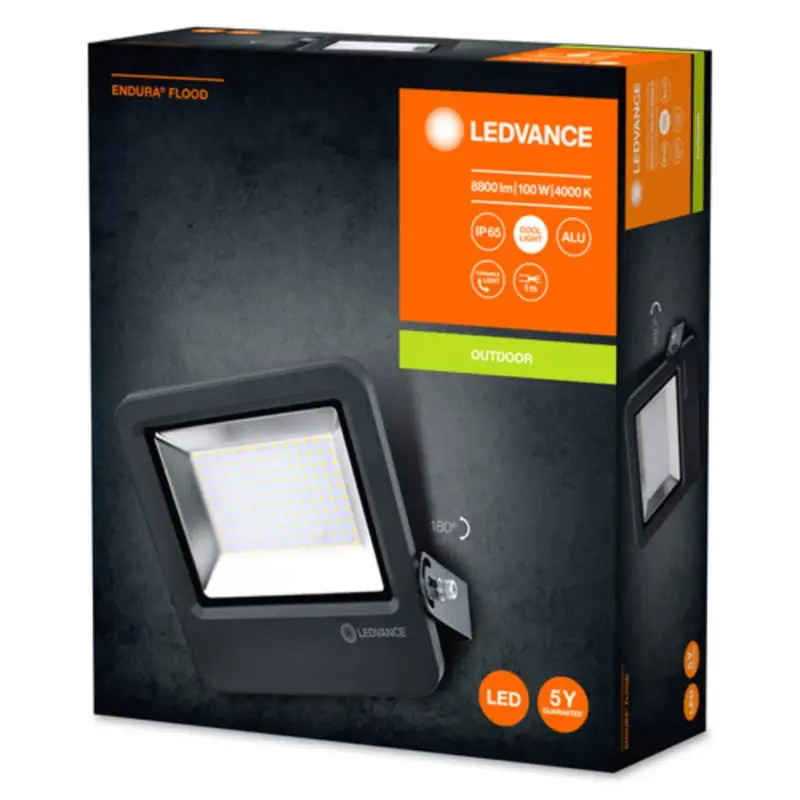 Vásárlói kedvenc Ledvance Endura Flood 100W 4000K 8800lm fekete kültéri LED reflektor, IP65