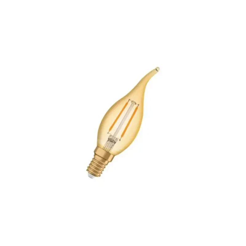 LED lámpa , égő , filament , gyertya , E14 foglalat , 1.5 Watt , meleg fehér , borostyán sárga , Ledvance (OSRAM) Kiárusítás