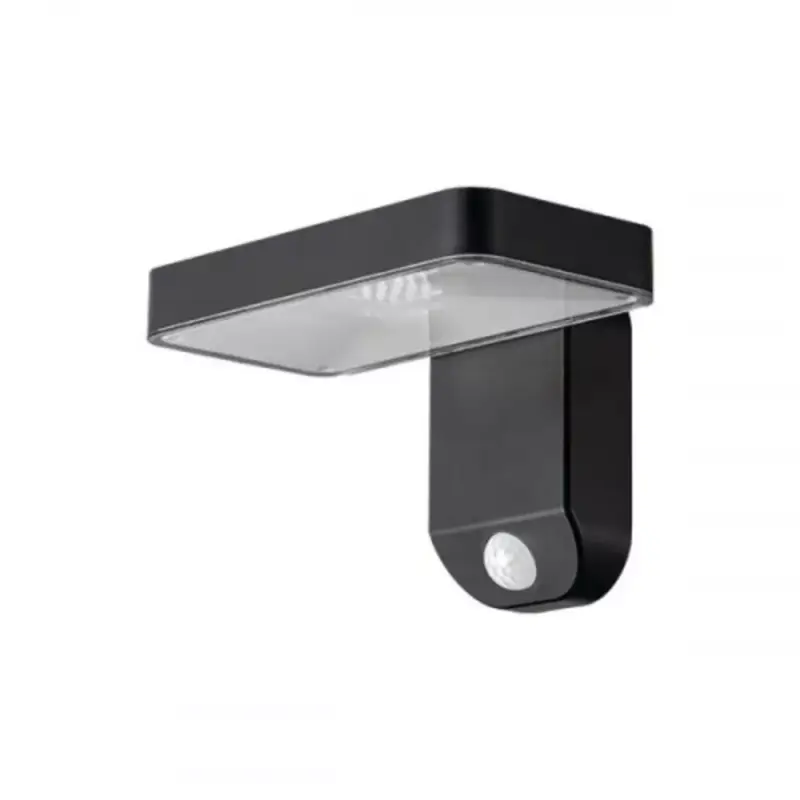 Biztonságos fizetés LED lámpatest , napelemes , oldalfali , 9 W , meleg fehér , mozgásérzékelős , fekete , négyzet , kültéri , IP44