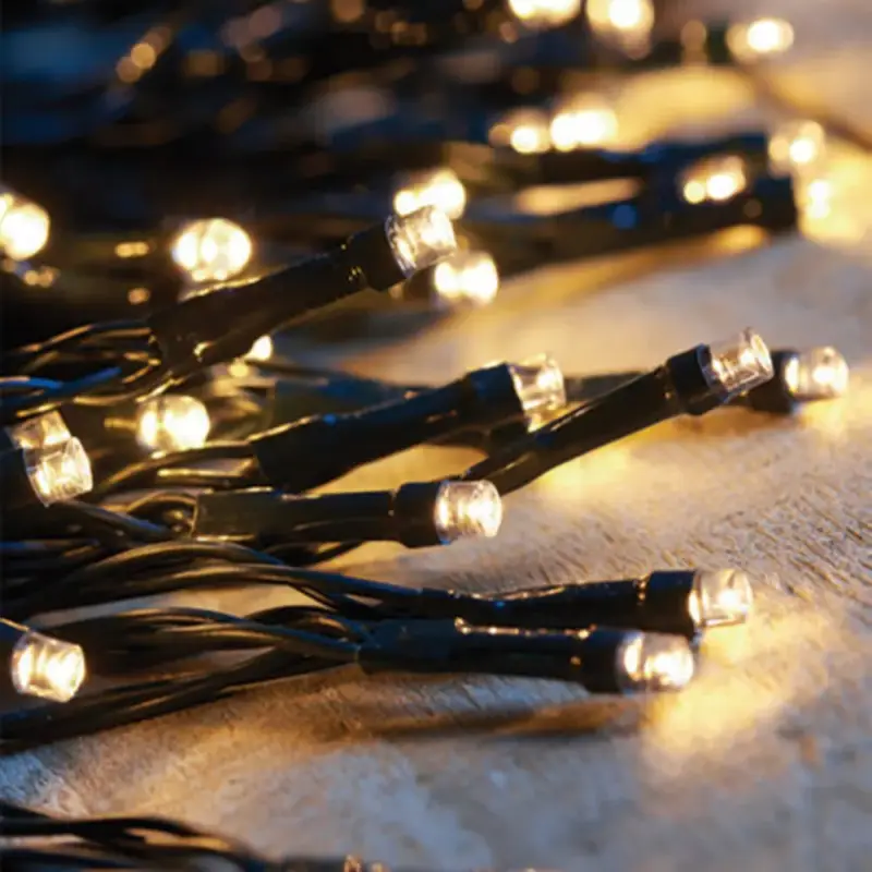 Led fényfüzér , kültéri , napelemes , 50 LED , 5 m , meleg fehér , IP44 Újdonság