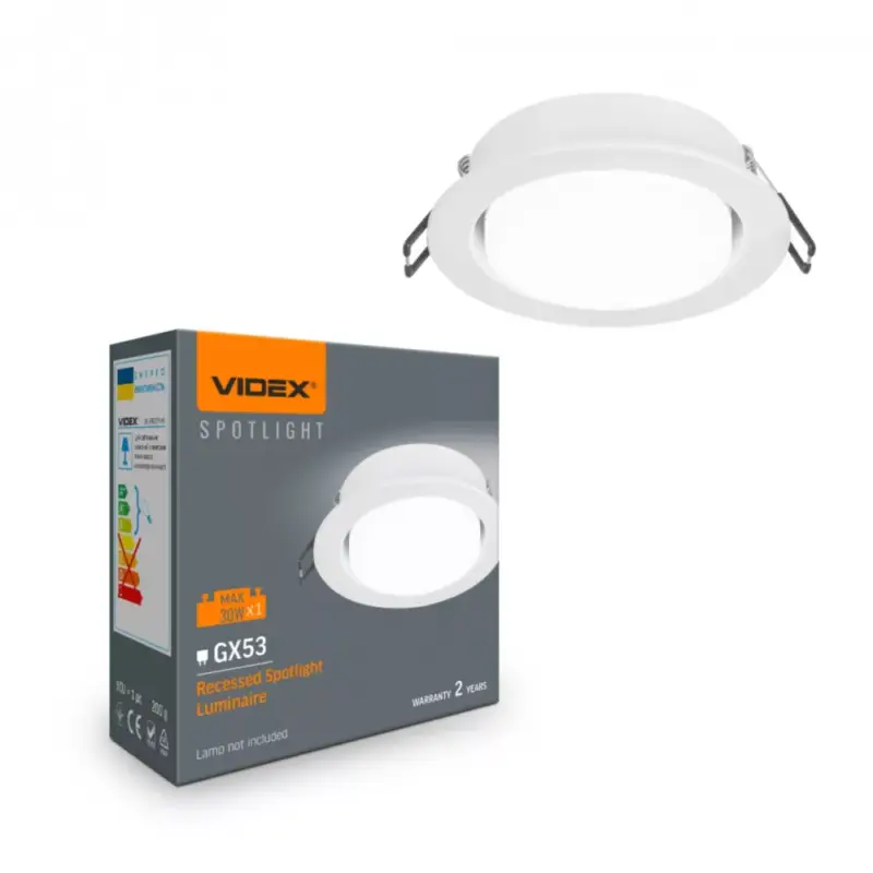 Expressz kézbesítés Videx kerek fehér spot keret GX53-as foglalattal IP20-as védettséggel
