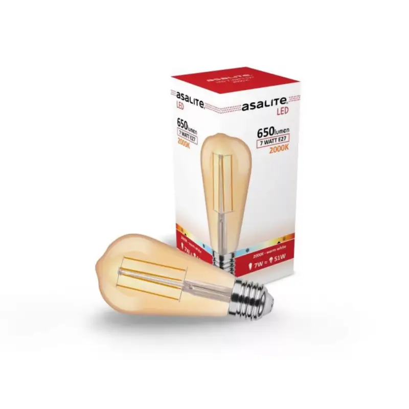 Asalite LED Izzó ST64 filament E27 7W 2000K (650 lumen) Azonnal elérhető