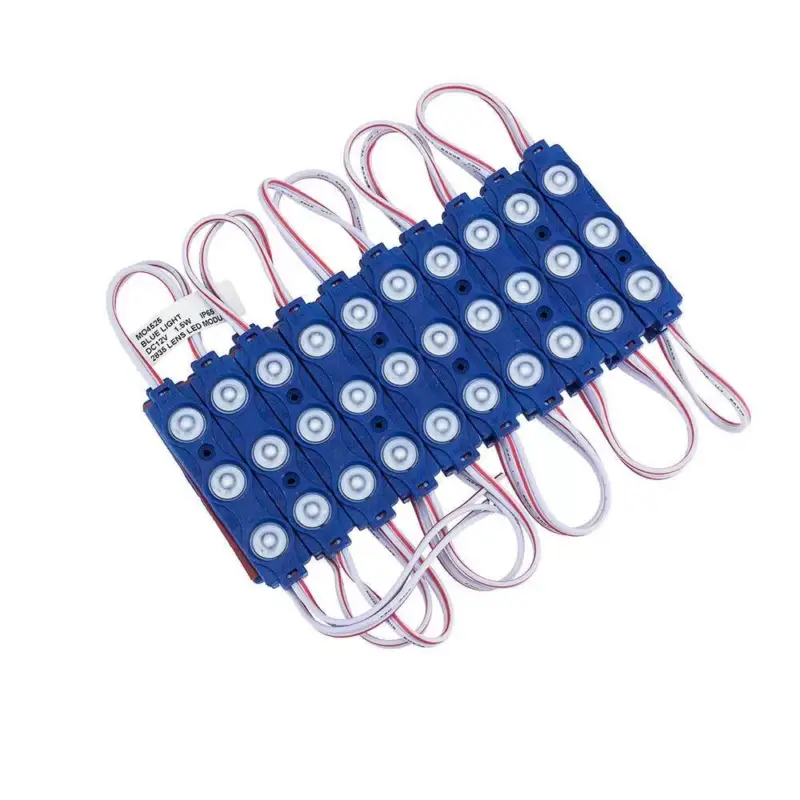 Szezonális akció LED lencse modul 3 2835, 1,5W, kék, dimmelhető, 120 lm, IP65, Optonica, 4525