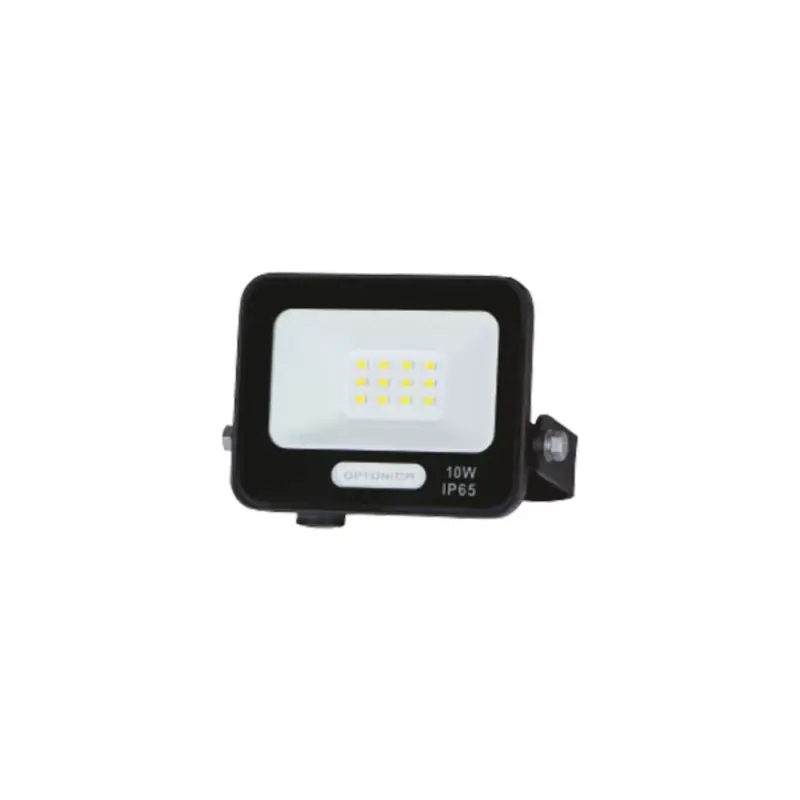 Olcsó LED smd reflektor, fekete, IP65, 15 cm-es kábellel, 10W, 6000K, hideg fehér, 900 lm, Optonica, 15816