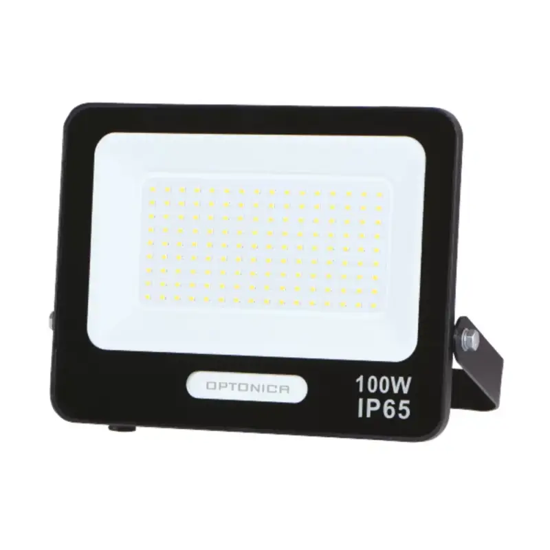 Bestseller LED smd reflektor, fekete, IP65, 15 cm-es kábellel, 100W, 6000K, hideg fehér, 9000 lm, Optonica, 15828