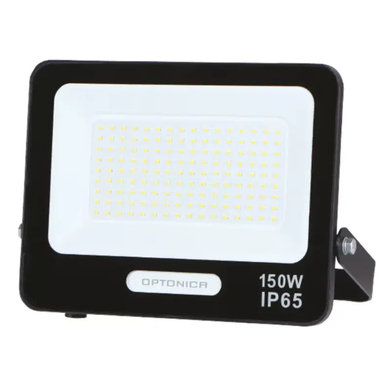 Népszerű LED smd reflektor, fekete, IP65, 30 cm-es kábellel, 150W, 4000K, természetes fehér, 13500 lm, Optonica, 15832