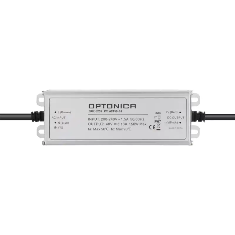 LED vízálló tápegység IP67 150w 48v 3.125a 3 év garancia, fehér, Optonica, 6255 Kihagyhatatlan ajánlat