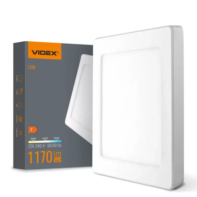 VIDEX DL6S 12W LED négyzet alakú lámpa 3000K-4000K-6500K Kihagyhatatlan ajánlat
