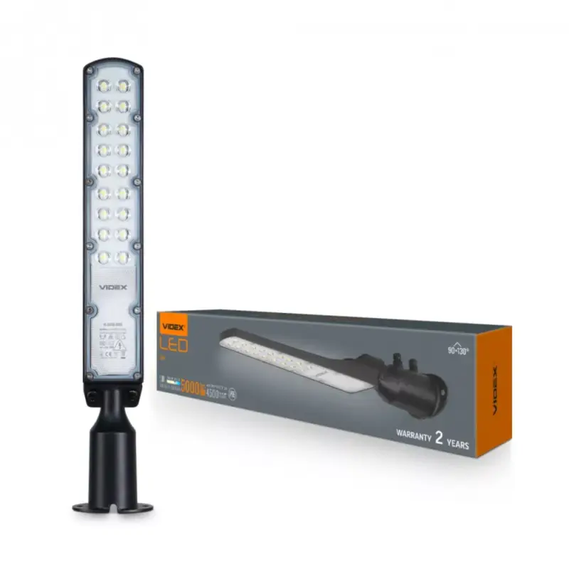 Biztonságos fizetés Videx LED forgatható 50 W-os fekete színű LED utcai lámpa 5000K IP65