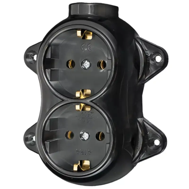 Csak ma ANTIQUE DOUBLE SOCKET GERMAN TYPE 16А 250V BLACK