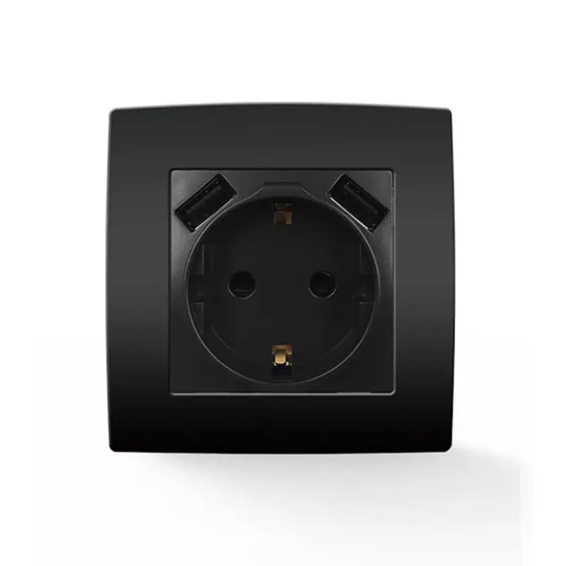 Outlet CITY NÉMET TÍPUSÚ DUGALJ+2 USB ANTRACIT