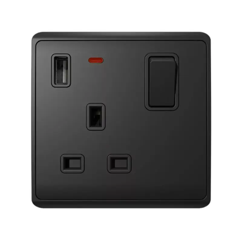 LONDON SINGLE SOCKET 2P BUTTON SWITCH NEON+USB AN Prémium