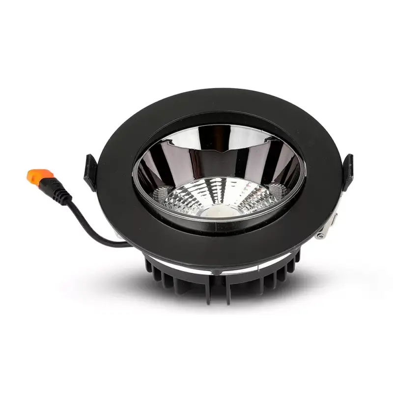 Akció Süllyeszthető COB LED mélysugárzó lámpa PRO, 30w, 6400K, hideg fehér, 2400lm, 120°, fekete, CRI>80, V-TAC, 20059