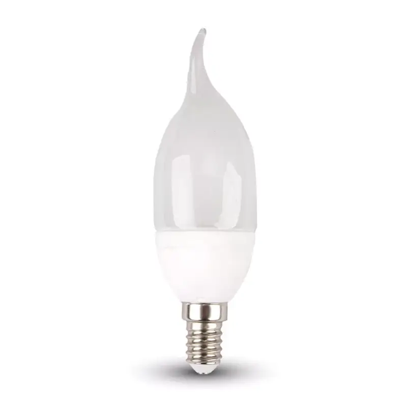 Vásárlói kedvenc LED izzó gyertya alakú E14, 4w, 4000K, természetes fehér, 320lm, 200°, fehér, CRI>80, V-TAC, 4156