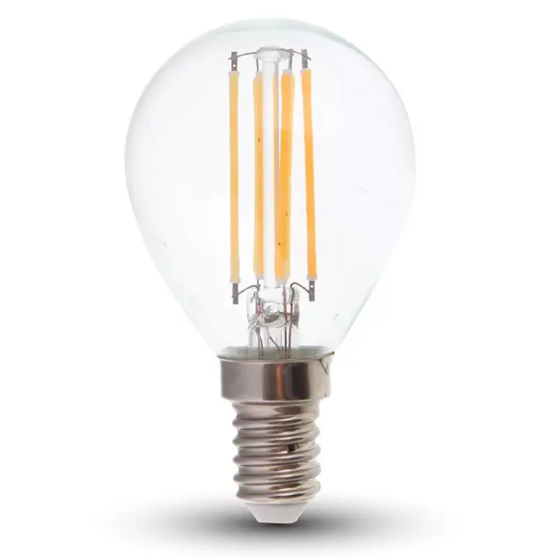 Kedvezmény LED izzó átlátszó filament gömb alakú E14 130LM/W, 6w, 2700K, meleg fehér, 800lm, 300°, CRI>80, V-TAC, 2854