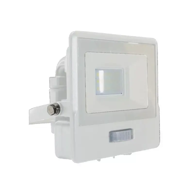 Árcsökkenés LED reflektor PIR érzékelős PRO, 10w, 6500K, hideg fehér, 735lm, 100°, fehér, CRI>80, IP65, V-TAC, 20270