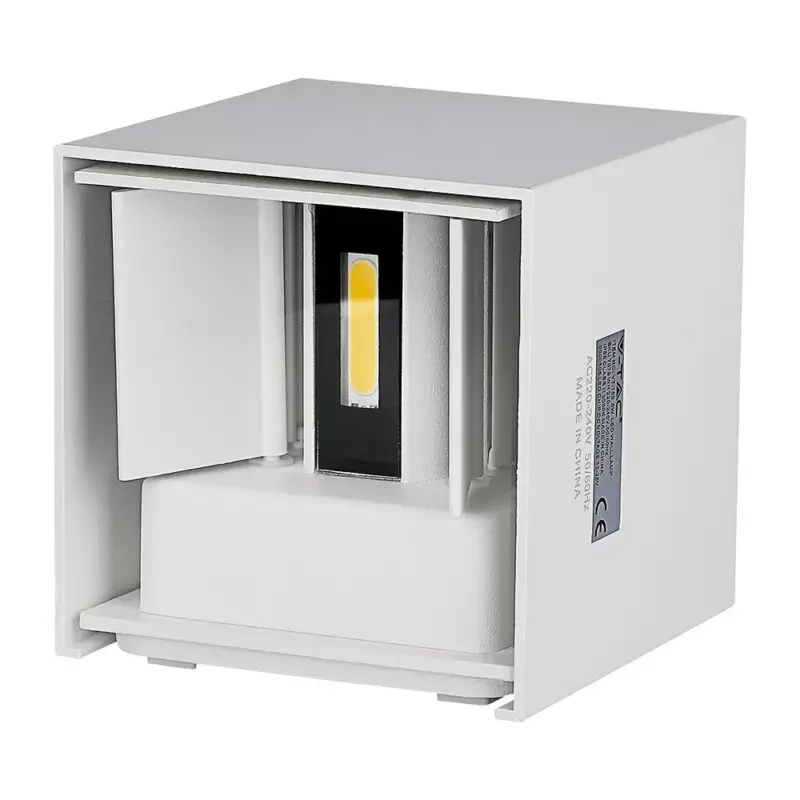 LED fali lámpa kétirányú négyzet alakú Bridgelux, 5w, 3000K, meleg fehér, 700lm, 120°, fehér, CRI>80, IP65, V-TAC, 217079 Biztonságos fizetés