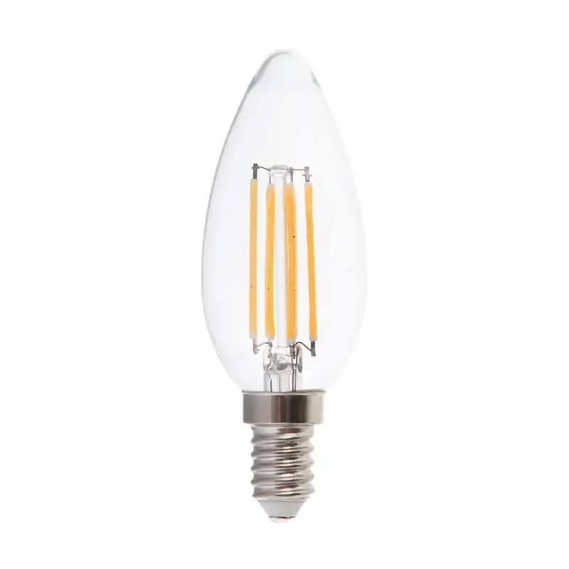 Árengedmény LED izzó átlátszó filament gyertya alakú E14, 5,5w, 4000K, természetes fehér, 600lm, 300°, CRI>80, dimmelhető, V-TAC, 7807