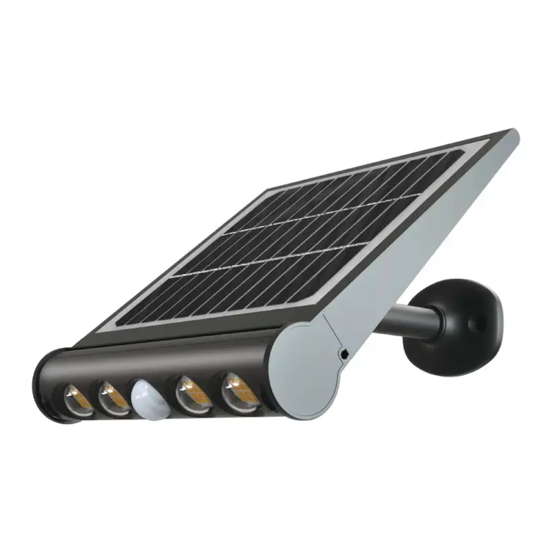 Szolár LED fali lámpa mozgásérzékelővel, 4000K, természetes fehér, 950lm, 120°, fekete, IP65, V-TAC, 6849 Népszerű