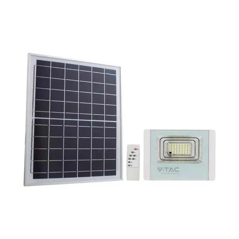 Napelemes LED reflektor, 4000K, természetes fehér, 550lm, 120°, fehér, IP65, V-TAC, 23018 Legjobb ár