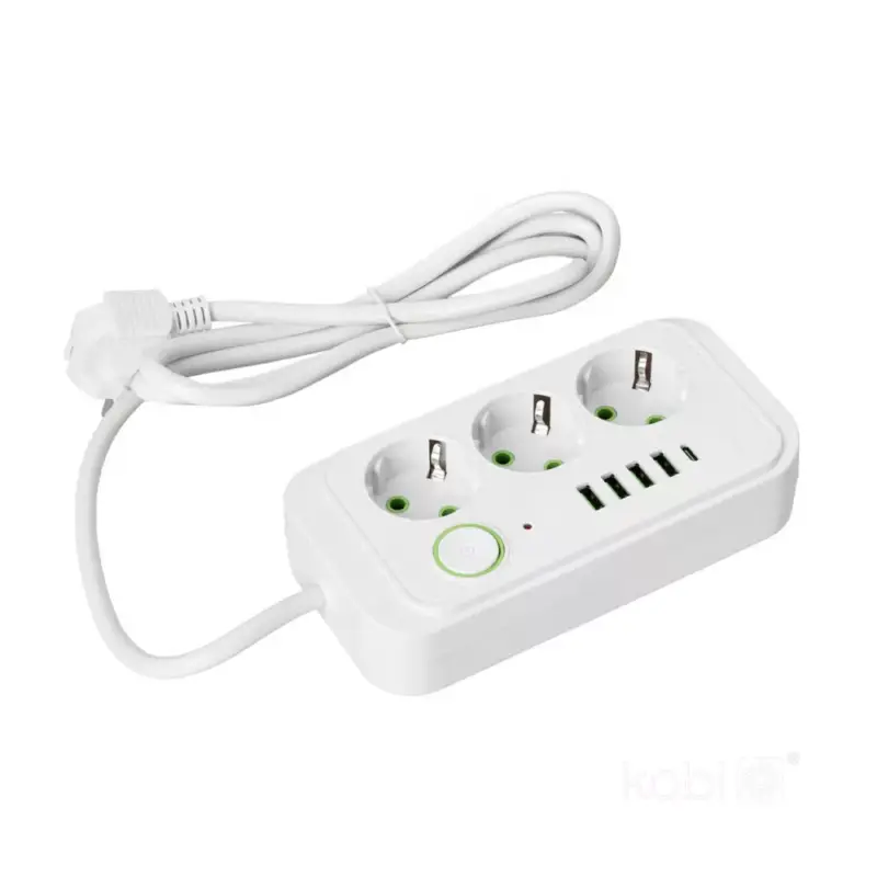 Kihagyhatatlan ajánlat KOBI LINEA PRO hosszabbító kábel 3 aljzat+4USB/1USB-C/1.5m/Zu+W fehér KOBI-001922