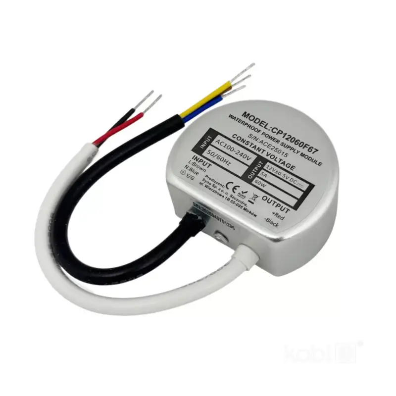 Biztonságos fizetés LED tápegység 12V 60W 5.00A IP67, KOBI-004580
