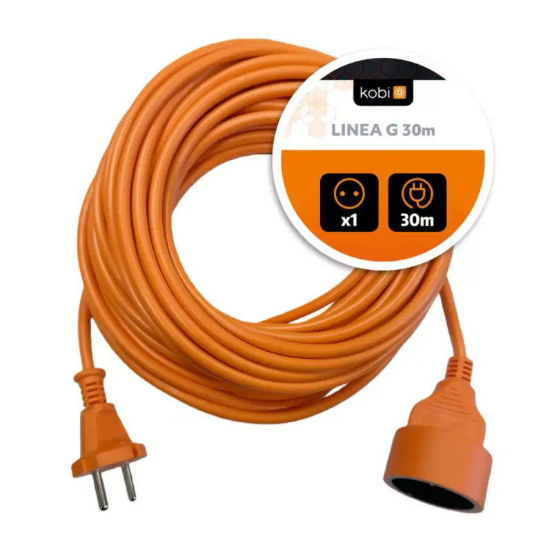 Hosszabbító kábel LINEA G 1 aljzat/30m/földelés nélkül/2x1mm narancssárga KOBI-004703 Vásárlói kedvenc
