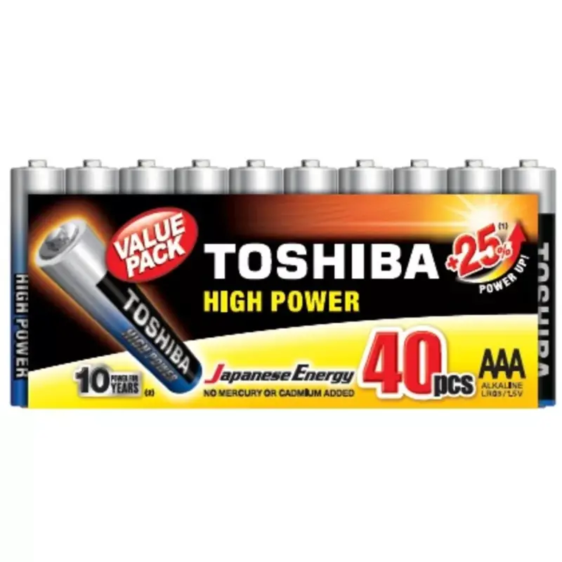 Legkelendőbb Alkáli elem, AAA, 1,5V, 40 db-os csomag, TOSHIBA, 00154748