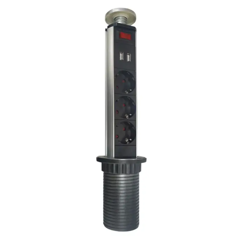 TOWER MULTIPLUGS 3 SCHUKO+2 USB CHROME Azonnali szállítás