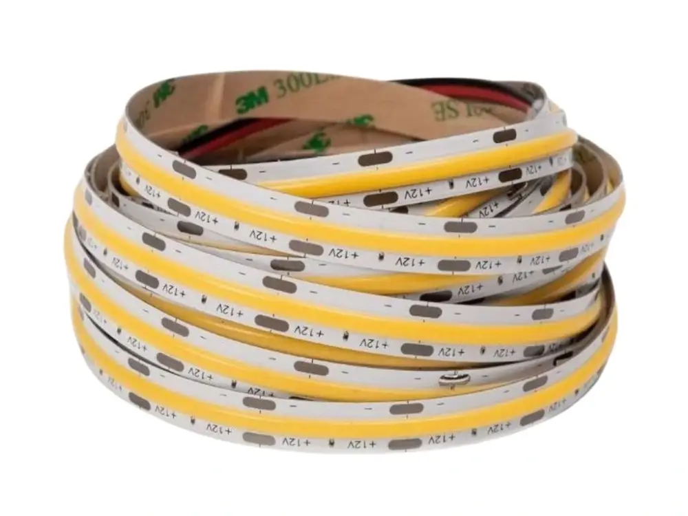 Azonnali szállítás COB LED-szalag, 8W/m, 12V, védelem nélkül IP20
