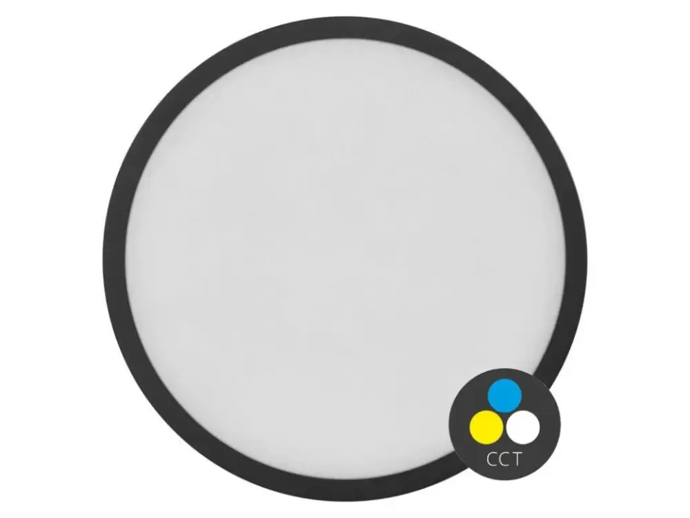 Fekete rögzített LED-panel vékony kerettel, gömbölyű, 225mm, 21W, CCT, Premium Biztonságos fizetés
