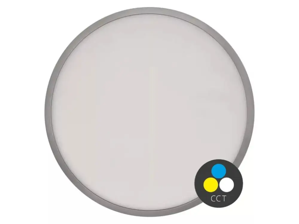 Exkluzív ajánlat Ezüst rögzített LED-panel vékony kerettel, gömbölyű, 300mm, 28.5W, CCT Premium