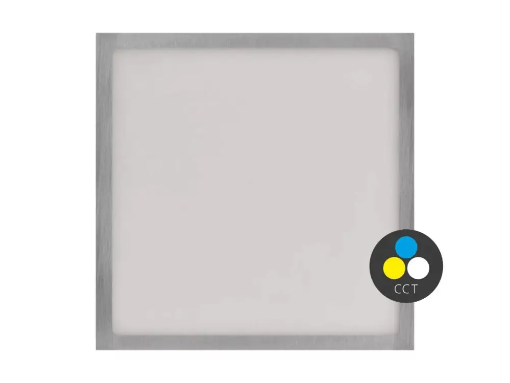 Vásárlói kedvenc Ezüst rögzített LED-panel vékony kerettel, szögletes, 225 x 225mm, 21W, CCT, Premium