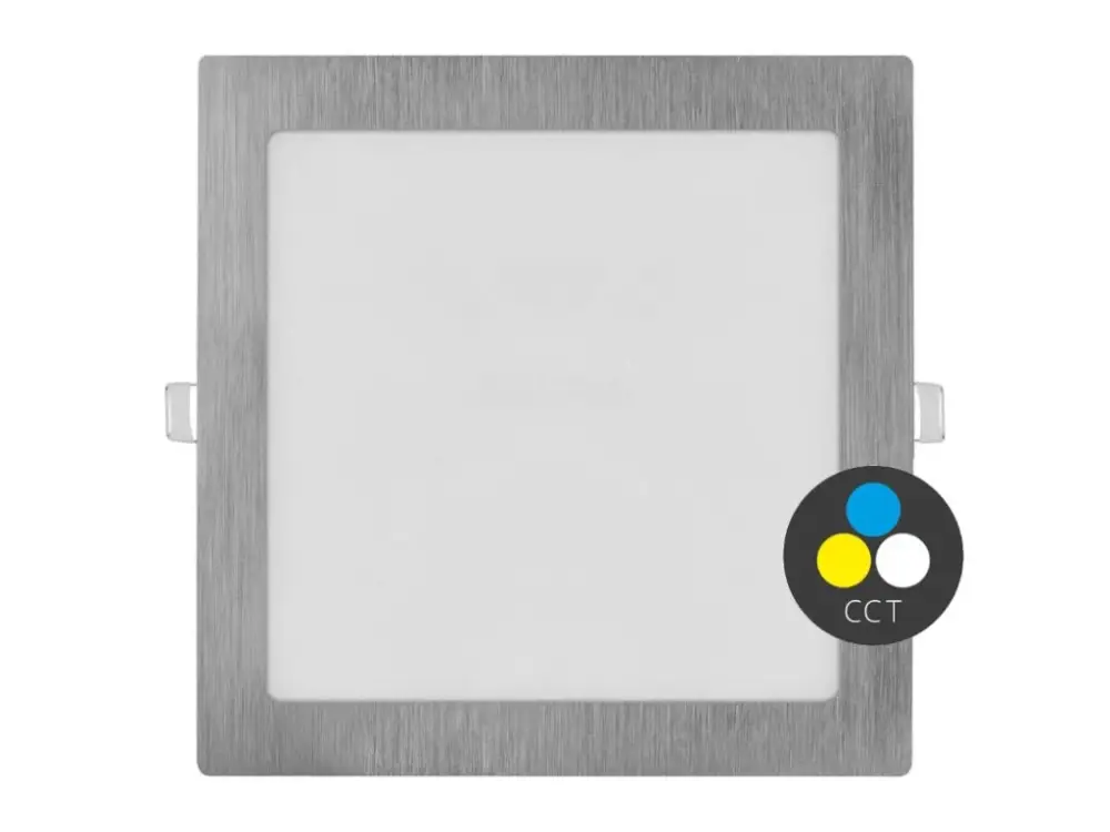 Ezüst süllyeszthető LED-panel, szögletes, 225 x 225mm, 18W, CCT, Premium Azonnali szállítás
