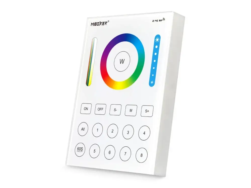 Vásárlói kedvenc Mi-Light RF Fali vezérlő RGB+CCT LED-szalagokhoz, 8-csatornás