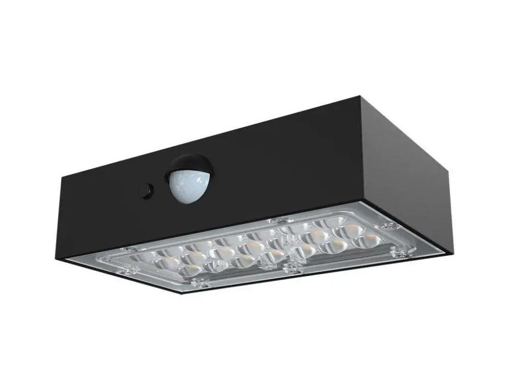 Fekete LED fali napelemes lámpa mozgásérzékelővel 3W IP65 Ne maradj le